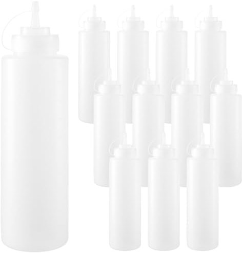 SEUNMUK 12 Pcs 1000ml Clear LDPE Squeeze Bottles, 29.5x7.7cm, Kitchen, Restaurant, Cosmetic, Factory Use