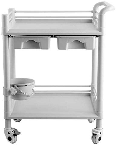 Simple Idea Trolley auf Rädern, Werkzeugwagen für Bauchmuskeln, medizinische Geräte, Allzweckwagen mit Schubladen und Schmutzeimer, 2/3-stufiger Kosmetiksalonwagen mit Rädern, 100 kg Tragkraft