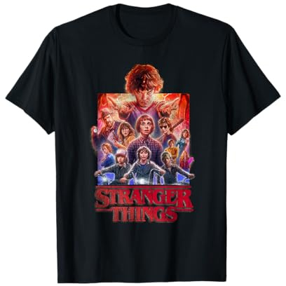 Stranger Things T-Shirt Officiel - Mixte Adulte - Fans de Stranger Things, Amateurs d'Horreur, Casual Wear Lovers - Noir - T-Shirt à Manches Courtes - Size S - Classic Fit