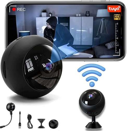 Mini Camara Espia Oculta, Camara Vigilancia Interior 4K Super-HD, Compatible con Alexa, Google, SmartThings e IFTTT, App TUYASMART, Magnética, Sensor de Movimiento y Visión Nocturna, Versión 2025
