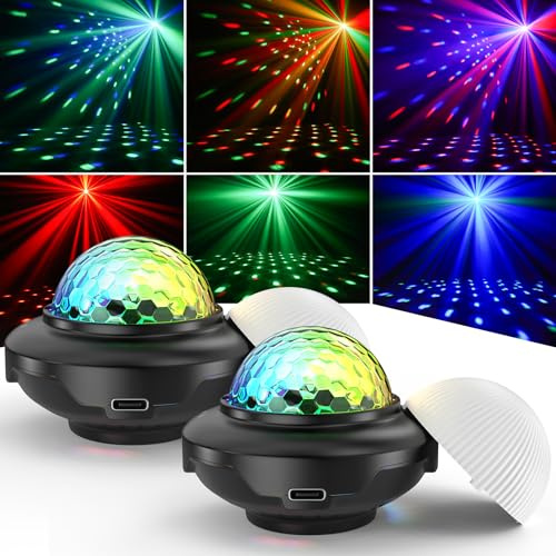 Mini discokula, SEBRUANC discoljus festljus 300 mAh inbyggt batteri USB C musikstyrd ljus DJ-boll boll med nattlampa för fester barn födelsedag jul present