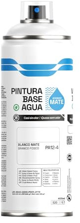 H HANSEL HOME Pintura Spray Base Agua 400ml - Para Muebles, Metal, Plástico y Madera - Ecológica y Sin Olor, Colores Duraderos - Blanco Mate, 1 unidad