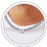 HSWYFCJY Kette Herren mit Buchstaben D Silber Edelstahl Halskette Herren Damen Kubanisch Kette mit Buchstabe Anhänger Panzerkette Halskette Schmuck Geschenke für Männer Jungen Länge 50 CM
