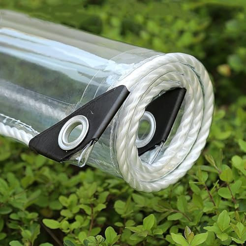 Premium-Abdeckplane, transparent, wasserdicht, strapazierfähig, reißfest, ideal für Pavillon, Seitenteile, Pergola, Outdoor-Vorhang, Regenschutz, 400 g/m², 0,35 mm Dicke, Plexiglas-Vordach,