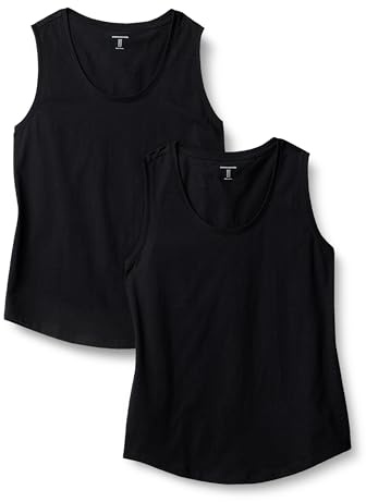 Amazon Essentials Débardeur sans Manches 100% Coton Coupe Classique Femme, Lot de 2, Noir, XXL