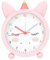 Depesche 13527 Ylvi Despertador en Rosa para niños, con Motivo de Unicornio con Orejas y Cuerno, Reloj silencioso con función de luz, Pila incluida, Multicolor, One Size