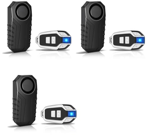 NineLeaf 113db Bicycle Alarm, Bike Alarms for Ebikes, Bicycle Alarm System Anti Theft, IP65 Waterproof, 7 Levels of Sensitivity, Easy Installation, for Bicycles, Electric Bicycles, Motorcycle, 3PK