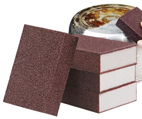 Emery Sponge, Nano Sponges, confezione da 4 spugne per scrub con lati, rimozione di ruggine dalla padella resistente, prodotti per levigatura manuale, strumento di pulizia in acciaio inox per