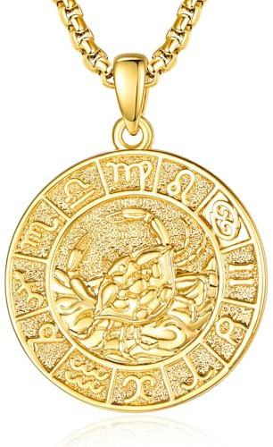 ADMETUS Sternzeichen Krebs Anhänger Kette Gold Krebs Halskette Herren Tierkreiszeichen Anhänger Schmuck Sternzeichen Konstellation Kette Geschenke für Männer