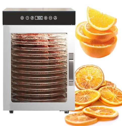 XRSMOU Food Dehydrator,Electric Dryer,12 Stainless Steel Trays,Precise Temperature Control,for Beef Jerky,Meat,Fruits (Silver)