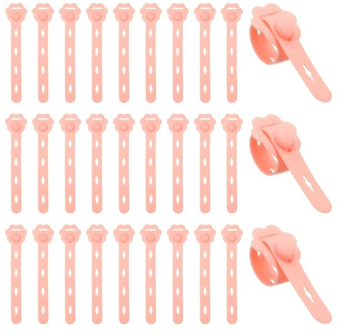 PATIKIL 30Pcs Silicone Cable Ties, Reusable Cord Management Organizer Elastic Wire Cable Organizer for Bundling Earphones Appliance Cords, Pink