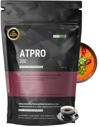 ToftCare ATPRO 300 Neutrales Proteinpulver, Molkenisolat und Kollagen 500g | 89 Prozent Molkenprotein Isolat und Kollagen; für Kaffee, Kochen und Backen; ideal bei Untergewicht und geringem Appetit