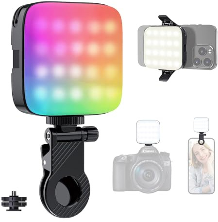 ETROBOT Selfie Licht mit Clip, 64 LED Videolicht Dimmbare, 13 Modi, wiederaufladbarer Clip-On für Telefon/Laptop/Kamera – Make-up, YouTube, TikTok, Live-Streaming, Fotografie und Vlogging
