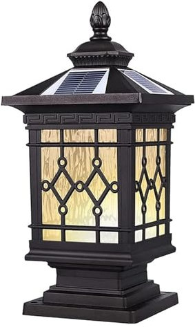 Courtyard Light Solar Post Light Glass Lantern Gate Pillar Lamp Fence Bollard Column Lamp Outdoor Garden Courtyard Porch Pedestal Light Waterproof Street Light Pathway Lighting
