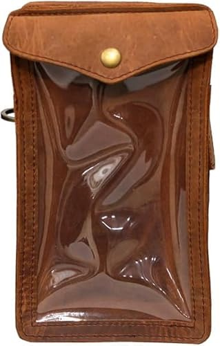 THE BIKERZ New Improved Motorcycle Leather Magnetic Tank Bag Phone Pouch with Sling Belt, fits the Cell Phone under 6 Inch Touch Screen with Enhanced Magnetic Strength & Improved Base Material