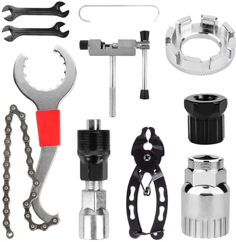 Fahrrad Werkzeug set Kurbelabzieher Fahrrad Reparaturset Tretlager Werkzeug Kettenbrecher Kassette Removal Innenlager Entferner Rotor lockring Tool Kettenpeitsche Schlüssel Tragbarer Werkzeugkoffer