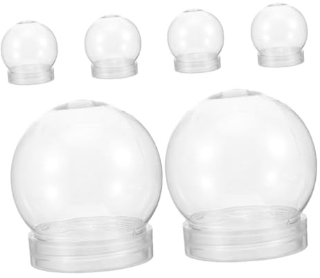 Selbstgemacht Schneekugel Bastelset 6 Stück aus Pet Transparent | 150ml und 300ml Varianten, Leicht, Kompakt, Einfach zu Reinigen, mit Schraubverschluss