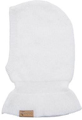 KNITAS Berretto monostrato per bambini in cashmere e lana merino, per neonati e bambini, super morbido, caldo, berretto invernale per bambini, colore bianco, taglia 38 – 42 cm per 3 – 6 mesi