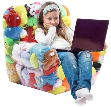 Divano portaoggetti per giocattoli, poltrona a sacco portaoggetti per animali di peluche, grande capacità, organizer trasparente portaoggettis per divano portaoggettis per giocattoli