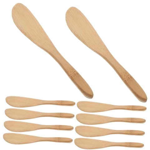 Gatuida 10 pezzi Coltello Spalmare Burro in Bambù Naturale da Spatola Resistente e Versatile per Formaggi Crema e Cioccolato Design Ergonomico per Uso Cucina