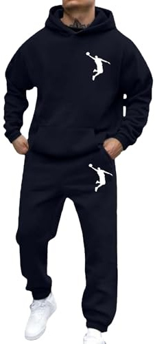 Mens Tracksuits Basketball Print Jogger Fleece Sweatsuits For Men Uk 2 Piece Hooded Sweatshirt And Jogging Tapered Sweatpants Thin Fleece Comfort Outfirts Outwear Dailywear Loungewear Suit