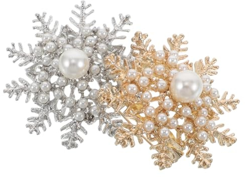 AKOOSY 2 Pièces Broches Flocon Perles Épingle à Cristaux pour Chemises et Pulls Accessoire Polyvalent pour Noël et Nouvel An Cadeau Élégant pour Femmes et Hommes