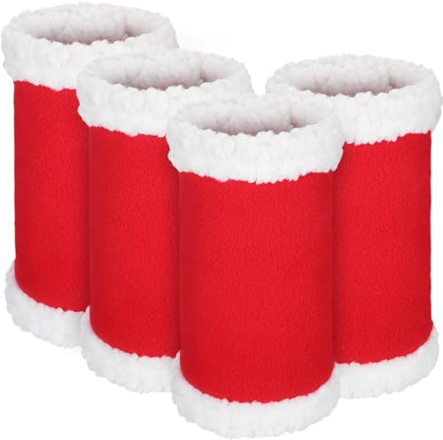 Generisch Bandagen, 1 Set 4 Stück Pferde Weihnachts Bandagen aus Fleece und Fellimitat Rot-Weiss, Weihnachten Horse Bein Trim Wraps Dekorationen Set, 32X20X3CM, Weihnachtsdekoration für Haustiere
