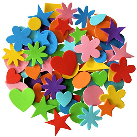 Kids B Crafty 180 Self-Adhesive Craft Foam Stickers - Kids Stickers, Assorted Shapes and Colours, Sticky Craft Supplies for Scrapbooking, Card Making, and DIY Projects