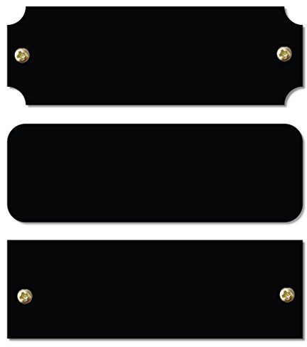 1 H x 3 W, 12 Pieces Solid Brass Black Color Name Plate, Blank Plate in Bulk, Perpetual Plaque Blank Tag Square, Notched or Rounded Corners