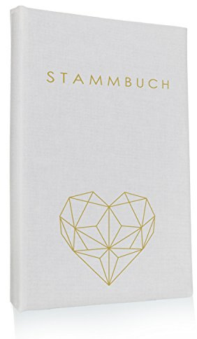 Hochzeitideal – Stammbuch der Familie Geometric weiß 21,0 cm x 15,0 cm - Buchbinderleinen Stammbuch Hochzeit - Familienbuch Standesamt mit 6-Fach Ringmechanik für Urkunden mit Behördenlochung