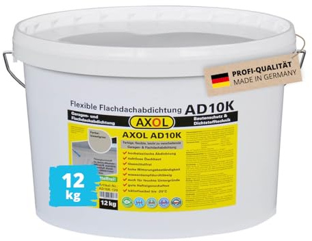 AXOL Flachdach-Abdichtung 12 kg, kieselgrau – Garage abdichten | Profi-Qualität - 1K Dichtstoff, hochelastisch und kälteflexibel bis -20 °C, Chemikalienbeständig