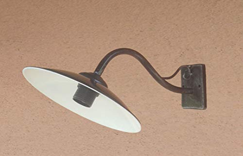 sconosciuto Lanterna lampada a braccio da parete in ferro battuto 1198, nero patinato argento, con piatto, portalampade E27