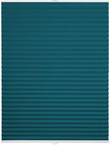 ondeco Plissee nach Maß für alle Fenster innen Montage in Glasleiste mit Spannschuh Sonnenschutz Rollo Sichtschutz Blickdicht Petrol B: 71-80 cm, H: 151-200 cm