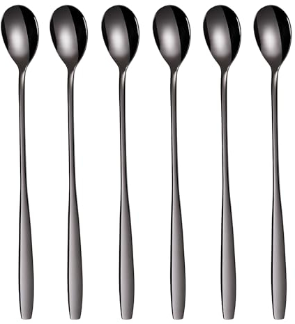 GRÄWE Königstein - Juego de cucharas para bebidas, de acero inoxidable, 6 unidades, color negro