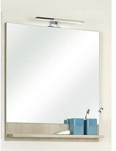 Pelipal Badezimmer-Spiegelpaneel Quickset 350 in Pinie Ida Hell/ Weiß Glanz, 60 cm breit | Spiegel mit Holz-Rahmen und Ablage
