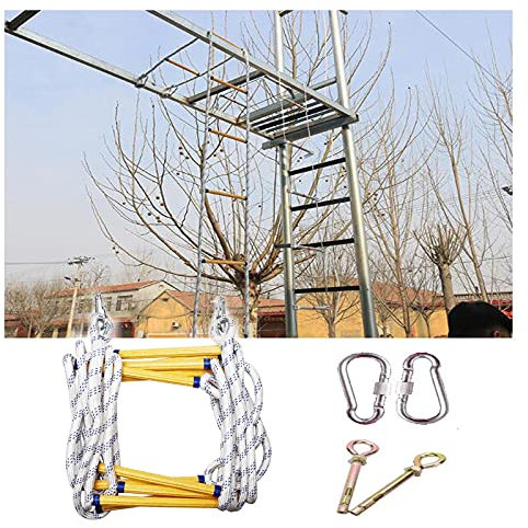 ZXCVBAS Strickleiter,Rettungsleiter,Rettungsseilleiter,Feuerleiter-Seilleiter - Flammhemmende Notfall-Feuersicherheits-Evakuierungsleiter Mit Hakenkarabinern,3m/9.84ft