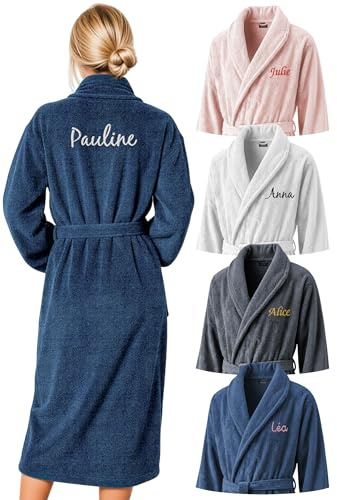 KDO MAGIC Peignoir de bain Personnalisé pour Femme | Idée cadeau | Sortie de bain | 100% Coton | Prénom brodé | Cadeau Fête des mères | Maman | Mamie | Anniversaire | Noël