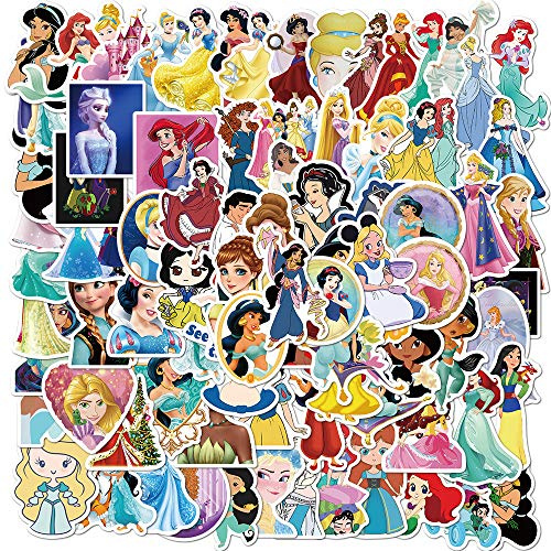 100 Stück Princess Niedlich Anime Aufkleber, VSCO Dekorative Stickers Wasserdicht Vinyl Aufkleber für Laptop Skateboard Auto Motorrad Kid's