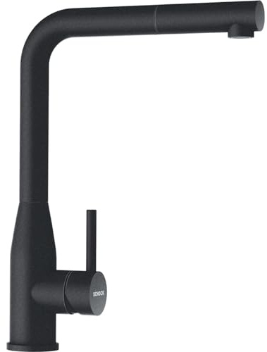 SCHOCK Keto Puro 518127PUR Kitchen Tap - High Pressure Tap with Extendible Hose Sprayer, Standard Connections, Black