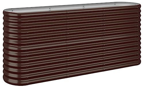vidaXL Odlingslåda pulverlackerat stål 152x40x68 cm brun