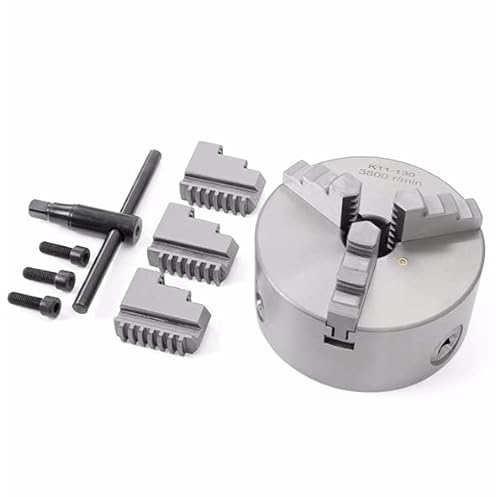3 Backen Backenfutter 130 Mm Durchmesser, Dreibackenfutter, Hochpräzises Drehbankfutter, Selbst Zentrierendes Spannfutter Mit Präzisions-Kegelrad Für Drehm K11-130 Lathe Chuck Metallisch 5 Inch