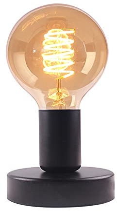 YKCGG Industrial Table Lamp Base,Small Polished Metal Desktop Light Sockets Base Only,Vintage E26/E27 Edison Screw Light Bulb Holder Base,with 6ft Cord Switch Plug Bulb Base Holder（Black）