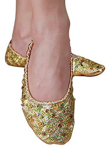Ballet Belly Slippers Dance Shoes Split-Sole Gymnastics Yoga Shoes Womens Ballroom Dancing Shoes,Gold,EU 40