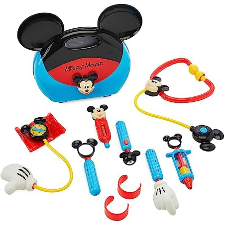 Disney Store Officiell Musse Pigg läkare lekset för barn, 10 delar, set inklusive bärväska, stetoskop, termometer, ficklampa och mer, lämplig från 3 år