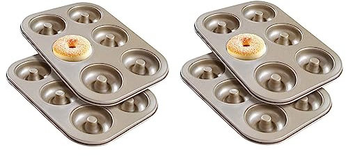 Madeleine Pan Non-Stick Fritters Pan, 4 Pieces Baking Tray, Mould Made of Carbon Steel, Baking Mould Bag Mould 6 Doughnuts