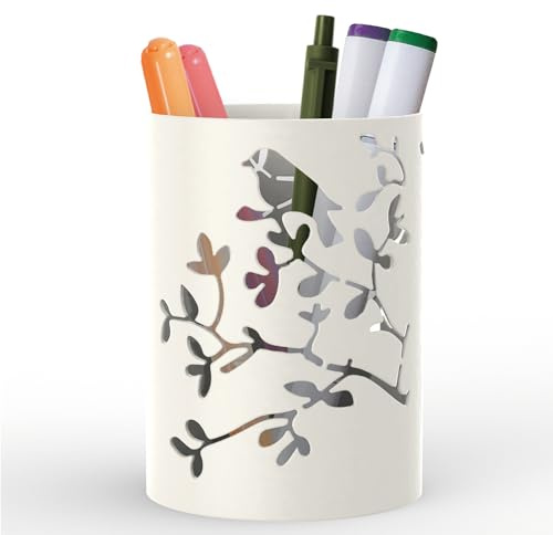 Mango Steam Stiftehalter, Ständer für den Schreibtisch – Stiftebecher-Organizer für Büro, Klassenzimmer, Zuhause (Weiß, Vogel)