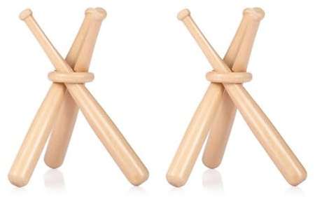 DONGKER Baseball-Ständer, 2 Stuck Holz Baseball-Halter, Mini Holz Baseballschläger-Display-Ständer zur Präsentation von Baseball(3 Baseballschläger+1 Holzring)