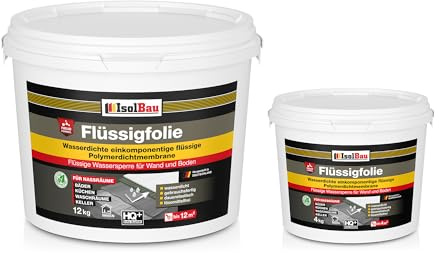 Isolbau Flüssigfolie 16 kg - Abdichtung für Dusche, Bad, Küche - MPA-Zertifikat Duschabdichtung für Wand und Boden - Abdichtungsmasse Wasserdicht und Lösemittelfrei