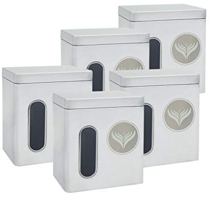 Azafran Gewürzdose, Vorratsdose, Teedose aus Metall rechteckig, luftdicht 5 Stk - 95 x 73 x 104 mm