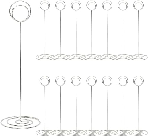 22,2 cm höga bordsnummerhållare – 20 pack placeringskort i metall, bordshållare, trådfotohållare, klämmor för bröllopsbordsnummer, bordsskylthållare (silver)